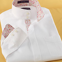white riding shirt with Liberty of London floral trim
